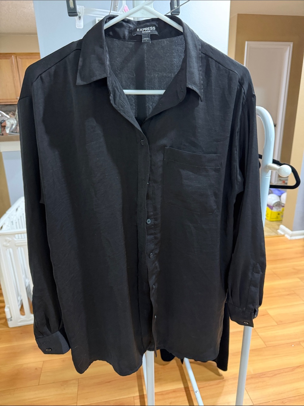 Express women’s Black Lightweight Button-Up Shirt Jacket